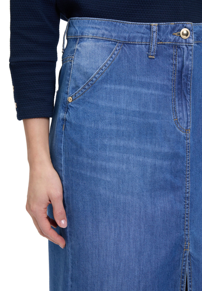 ЮБКА BETTY BARCLAY джинсовая миди с прямым силуэтом и разрезом спереди