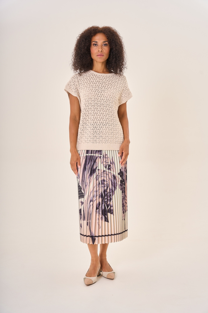 ЮБКА STERN плиссированная средней длины с контрастным поясом