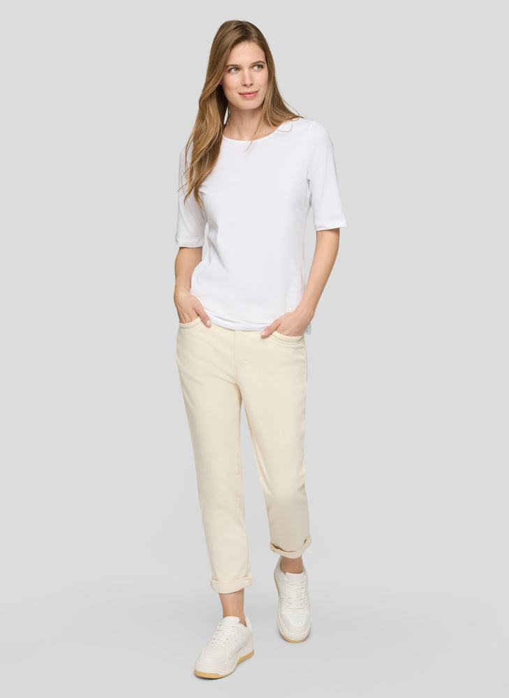 БРЮКИ RABE молочные прямого кроя с классическими карманами